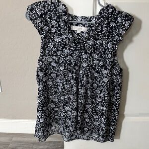 Loft Butterfly Sleeve Tie Neck Blouse